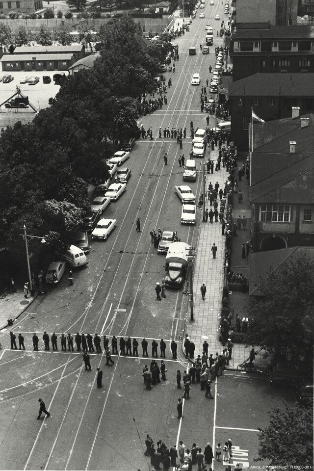 Photos of the Drill Hall in 1956 during the Treason Trial. Source: Museum Africa Archives.